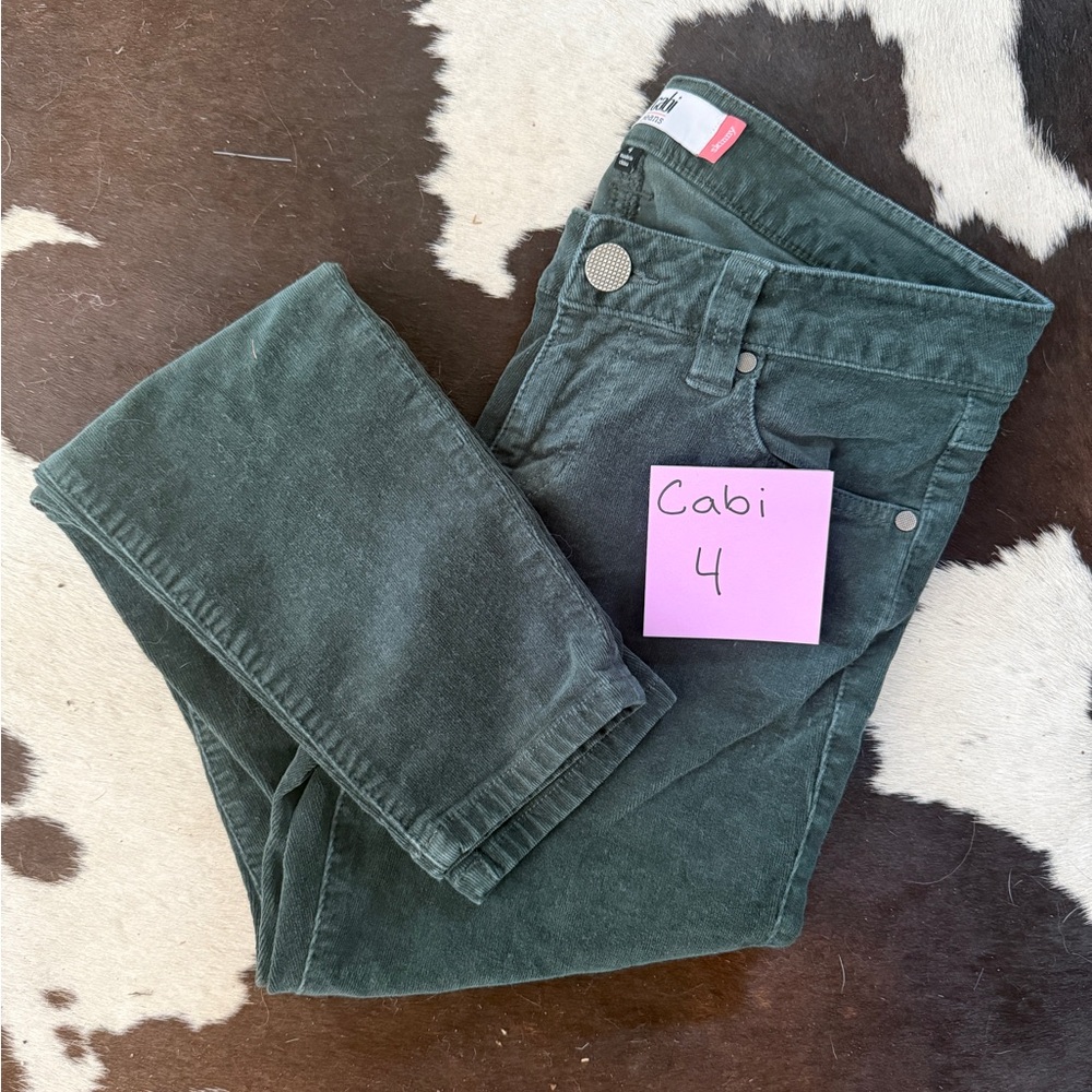 CAbi Dark Green Corduroy Skinny Jeans